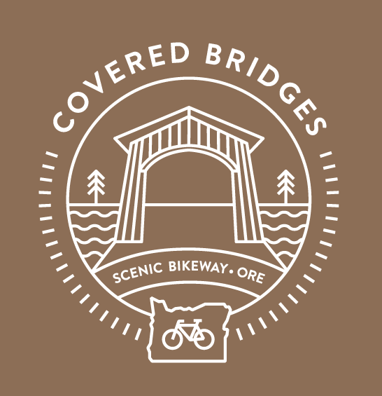 Oregon covered bridges scenic bikeway logo